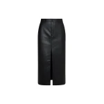 The Frankie Shop Maybelle Faux Leather Front Slit Pencil Skirt - Black - Oversized Minimalist Skirts in Black - Shop at Luxury Shoes 