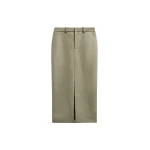 The Frankie Shop Maybelle Faux Leather Front Slit Pencil Skirt - Sage - Oversized Minimalist Skirts in Green - Shop at Luxury Shoes 