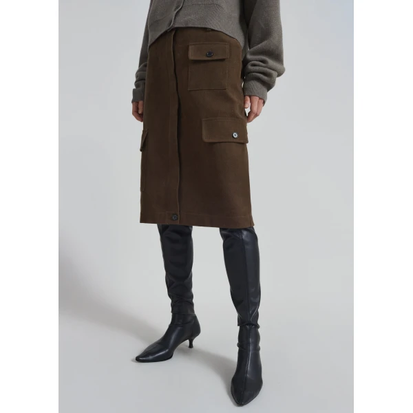 The Frankie Shop Mayenne Cargo Skirt – Brown, view 3