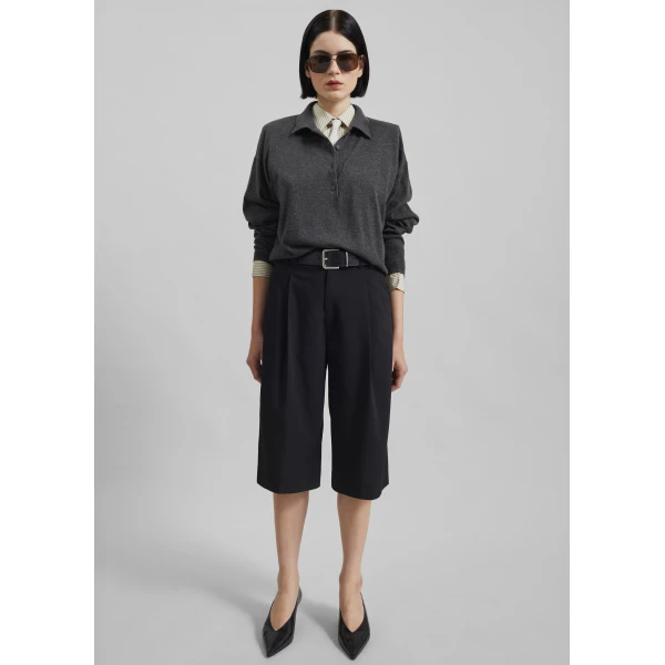 The Frankie Shop Meldert Bermuda Shorts - Black - Oversized Minimalist Shorts in Black - Shop at Luxury Shoes 