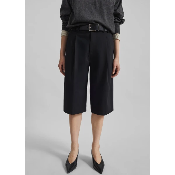 The Frankie Shop Meldert Bermuda Shorts - Black - Oversized Minimalist Shorts in Black - Shop at Luxury Shoes 