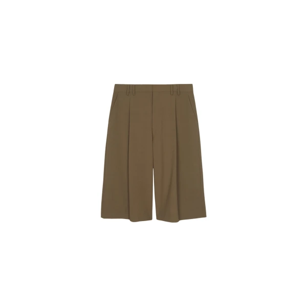 The Frankie Shop Meldert Bermuda Shorts - Khaki Brown - Oversized Minimalist Shorts in Beige - Shop at Luxury Shoes 