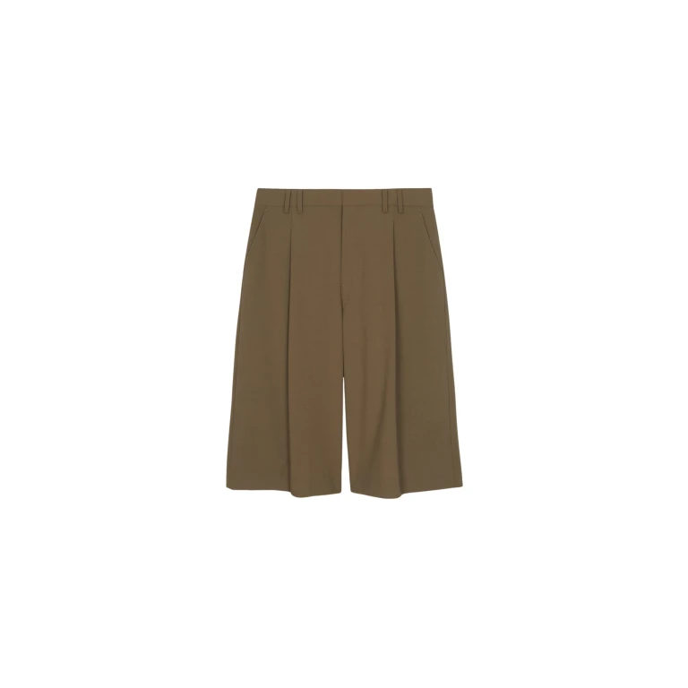 The Frankie Shop Meldert Bermuda Shorts - Khaki Brown - Oversized Minimalist Shorts in Beige - Shop at Luxury Shoes 