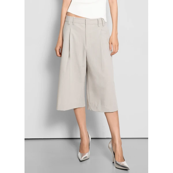 The Frankie Shop Meldert Bermuda Shorts - Stone - Oversized Minimalist Shorts in Beige - Shop at Luxury Shoes 