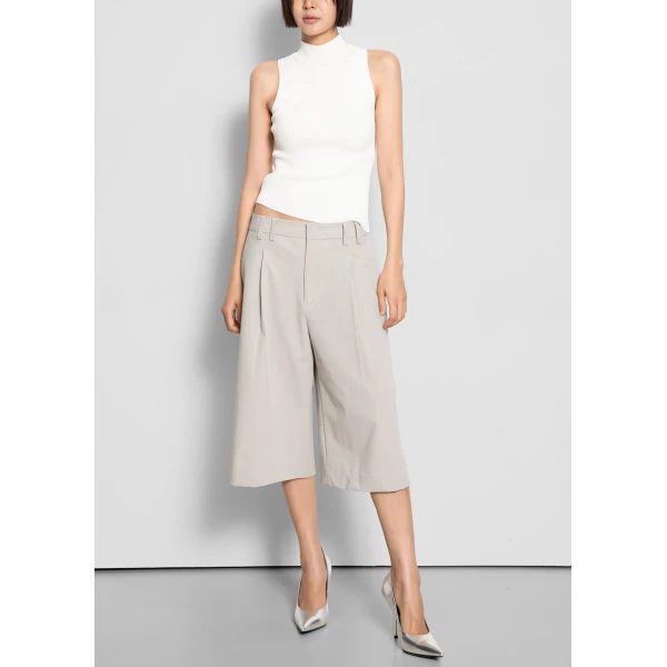The Frankie Shop Meldert Bermuda Shorts - Stone - Oversized Minimalist Shorts in Beige - Shop at Luxury Shoes 