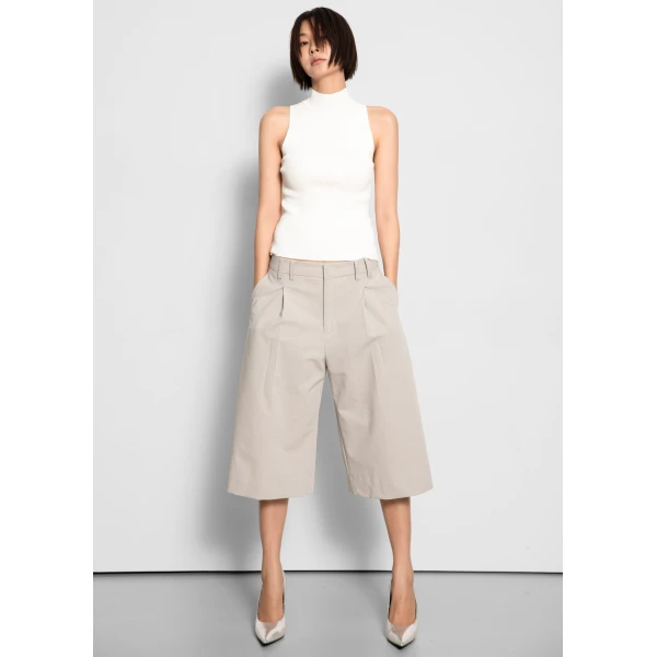 The Frankie Shop Meldert Bermuda Shorts - Stone - Oversized Minimalist Shorts in Beige - Shop at Luxury Shoes 