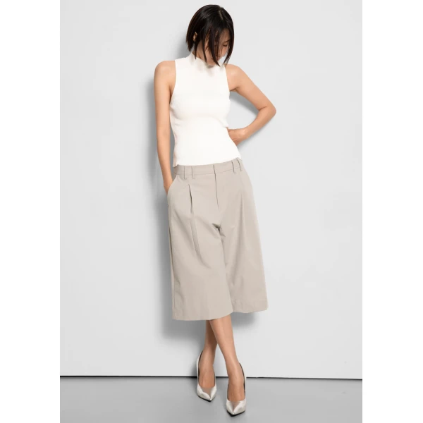 The Frankie Shop Meldert Bermuda Shorts - Stone - Oversized Minimalist Shorts in Beige - Shop at Luxury Shoes 