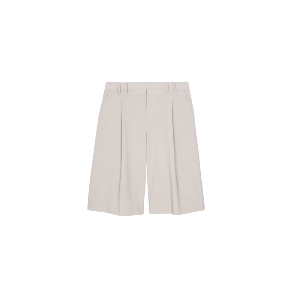 The Frankie Shop Meldert Bermuda Shorts - Stone - Oversized Minimalist Shorts in Beige - Shop at Luxury Shoes 