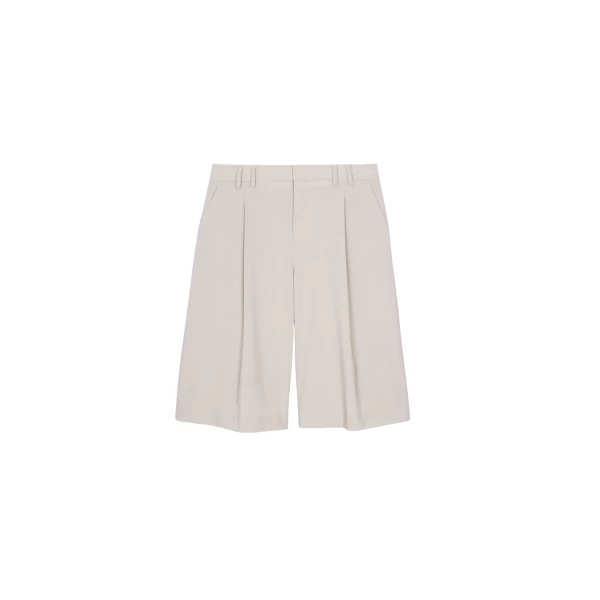 The Frankie Shop Meldert Bermuda Shorts - Stone - Oversized Minimalist Shorts in Beige - Shop at Luxury Shoes 