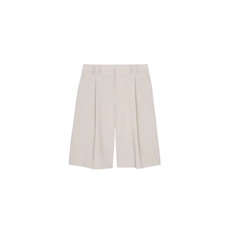 The Frankie Shop Meldert Bermuda Shorts - Stone - Oversized Minimalist Shorts in Beige - Shop at Luxury Shoes 