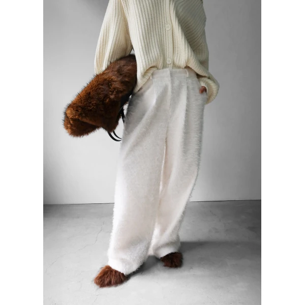 The Frankie Shop Melker Furry Pants – Off White, view 3