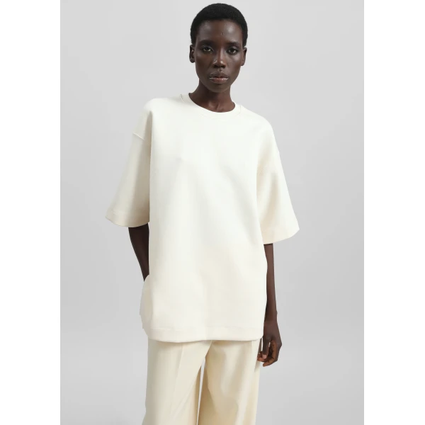 The Frankie Shop Melor Oversized T-Shirt - Cream - Oversized Minimalist Tops in Ivory - Shop at Luxury Shoes 