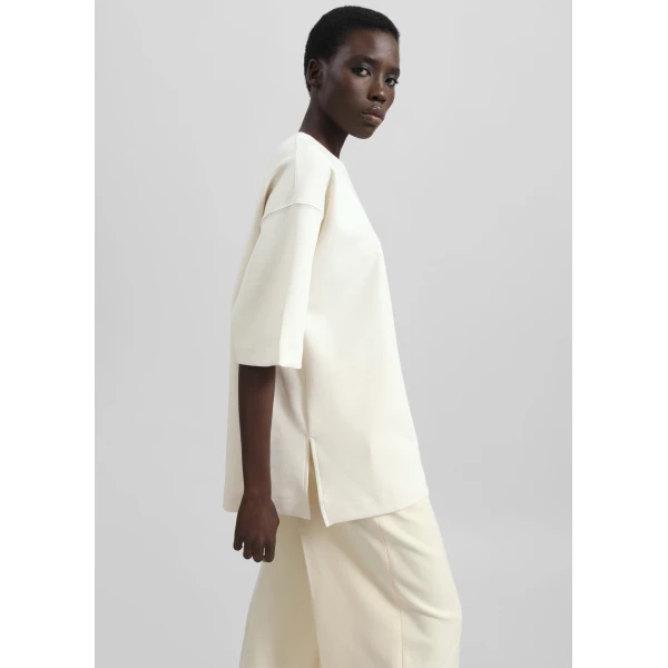The Frankie Shop Melor Oversized T-Shirt - Cream - Oversized Minimalist Tops in Ivory - Shop at Luxury Shoes 