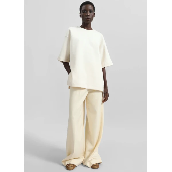 The Frankie Shop Melor Oversized T-Shirt - Cream - Oversized Minimalist Tops in Ivory - Shop at Luxury Shoes 