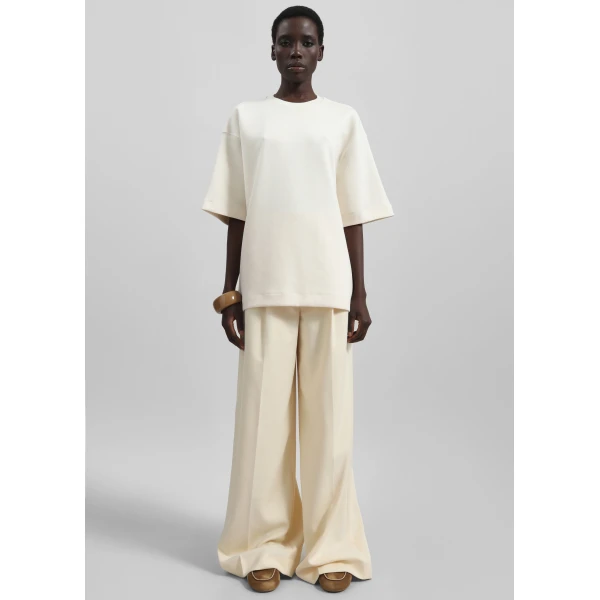 The Frankie Shop Melor Oversized T-Shirt - Cream - Oversized Minimalist Tops in Ivory - Shop at Luxury Shoes 