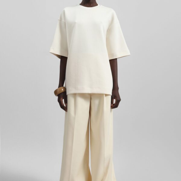 The Frankie Shop Melor Oversized T-Shirt – Cream Top, view 5