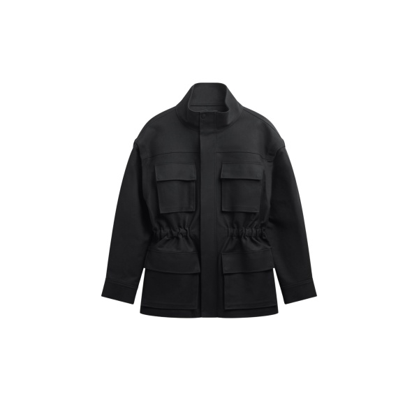 The Frankie Shop Melton Detachable Sleeve Cargo Jacket - Black - Oversized Minimalist Jackets in Black - Shop at Luxury Shoes 