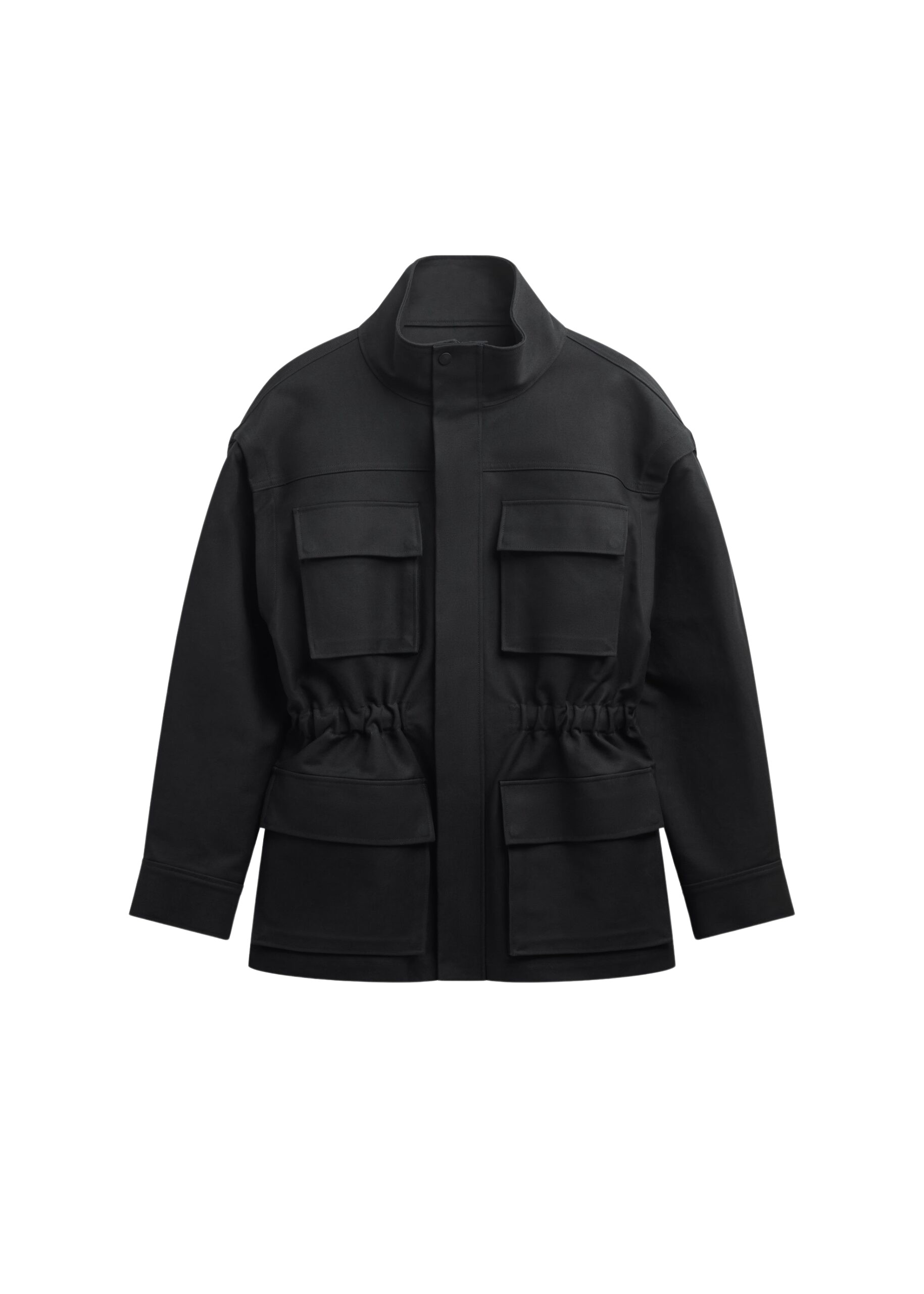 The Frankie Shop Melton Detachable Sleeve Cargo Jacket – Black