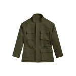 The Frankie Shop Melton Detachable Sleeve Cargo Jacket - Khaki - Oversized Minimalist Jackets in Green - Shop at Luxury Shoes 