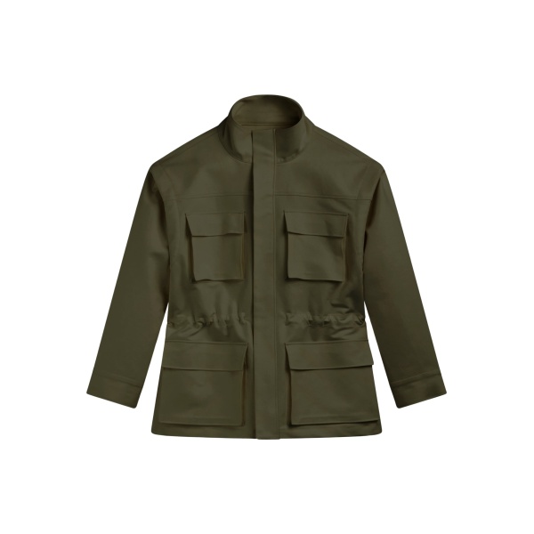 The Frankie Shop Melton Detachable Sleeve Cargo Jacket - Khaki - Oversized Minimalist Jackets in Green - Shop at Luxury Shoes 