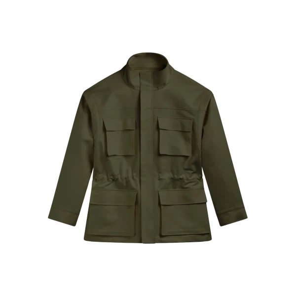 The Frankie Shop Melton Detachable Sleeve Cargo Jacket - Khaki - Oversized Minimalist Jackets in Green - Shop at Luxury Shoes 