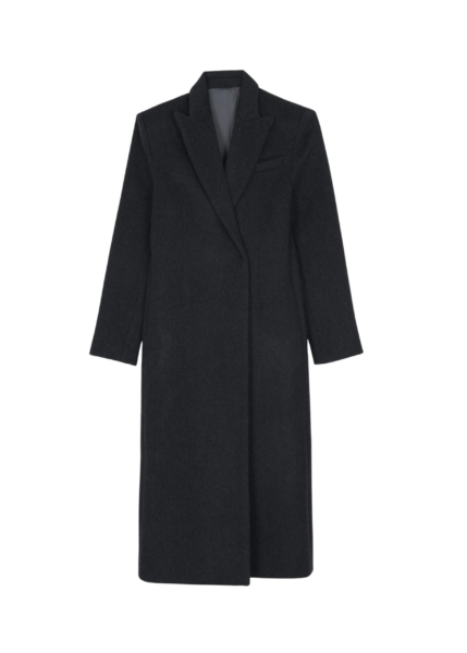 The Frankie Shop Melva Long Coat - Charcoal - Oversized Minimalist Coats in Grey - Shop at Luxury Shoes 