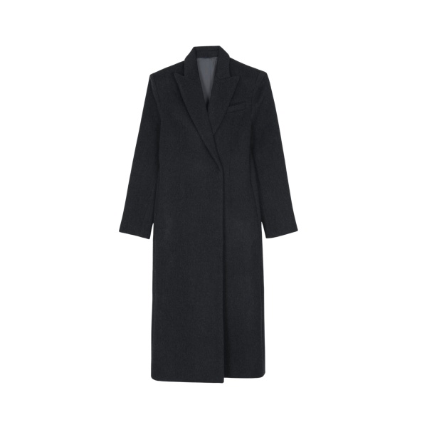 The Frankie Shop Melva Long Coat - Charcoal - Oversized Minimalist Coats in Grey - Shop at Luxury Shoes 