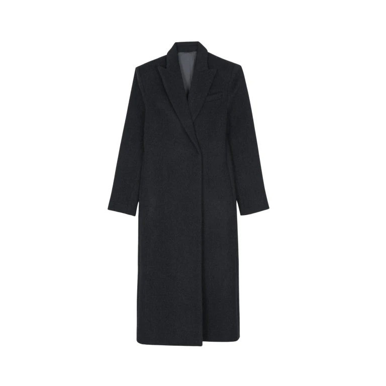 The Frankie Shop Melva Long Coat - Charcoal - Oversized Minimalist Coats in Grey - Shop at Luxury Shoes 