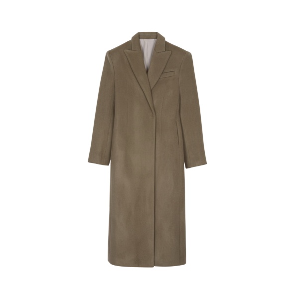 The Frankie Shop Melva Long Coat - Taupe - Oversized Minimalist Coats in Beige - Shop at Luxury Shoes 