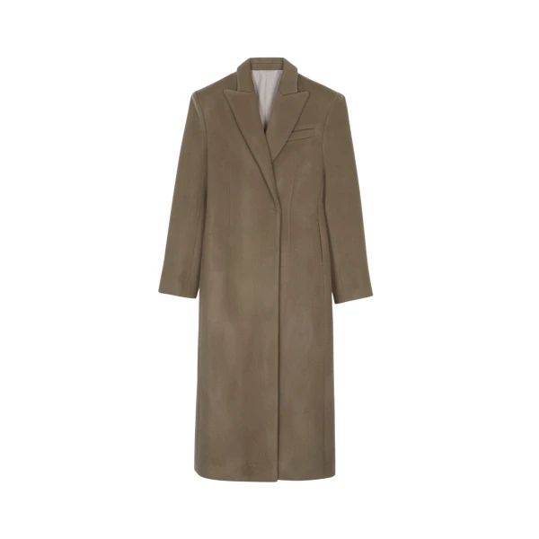 The Frankie Shop Melva Long Coat - Taupe - Oversized Minimalist Coats in Beige - Shop at Luxury Shoes 