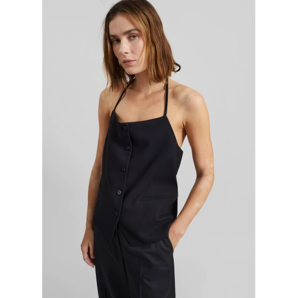 The Frankie Shop Melwin Halter Vest – Black, view 2