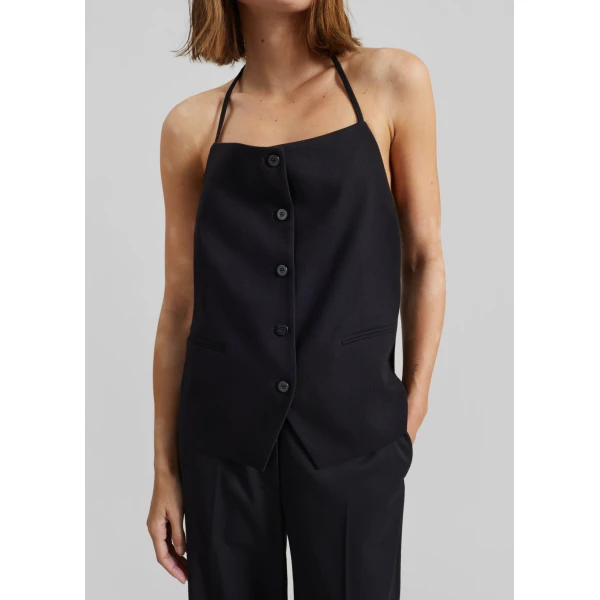 The Frankie Shop Melwin Halter Vest – Black, view 3