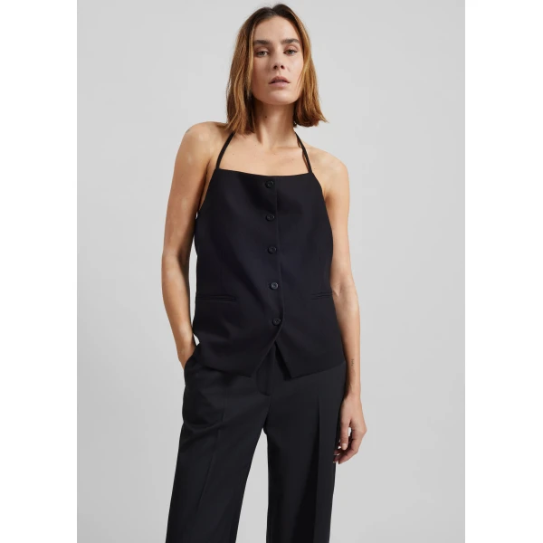 The Frankie Shop Melwin Halter Vest – Black, view 6