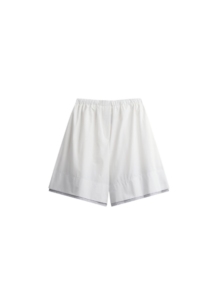 The Frankie Shop Menton Layered Hem Shorts - White/Blue Stripe - Oversized Minimalist Shorts in Multicolour - Shop at Luxury Shoes 