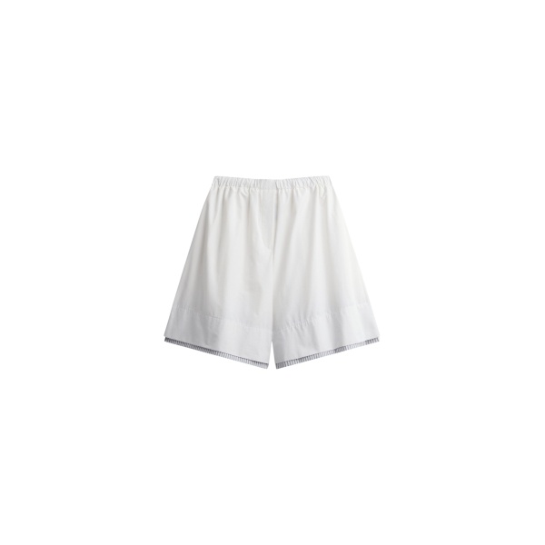 The Frankie Shop Menton Layered Hem Shorts - White/Blue Stripe - Oversized Minimalist Shorts in Multicolour - Shop at Luxury Shoes 