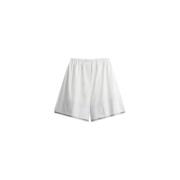 The Frankie Shop Menton Layered Hem Shorts - White/Blue Stripe - Oversized Minimalist Shorts in Multicolour - Shop at Luxury Shoes 