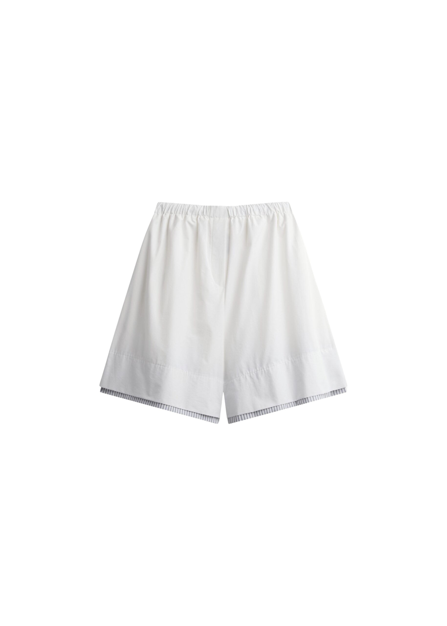 The Frankie Shop Menton Layered Hem Shorts – White/Blue Stripe