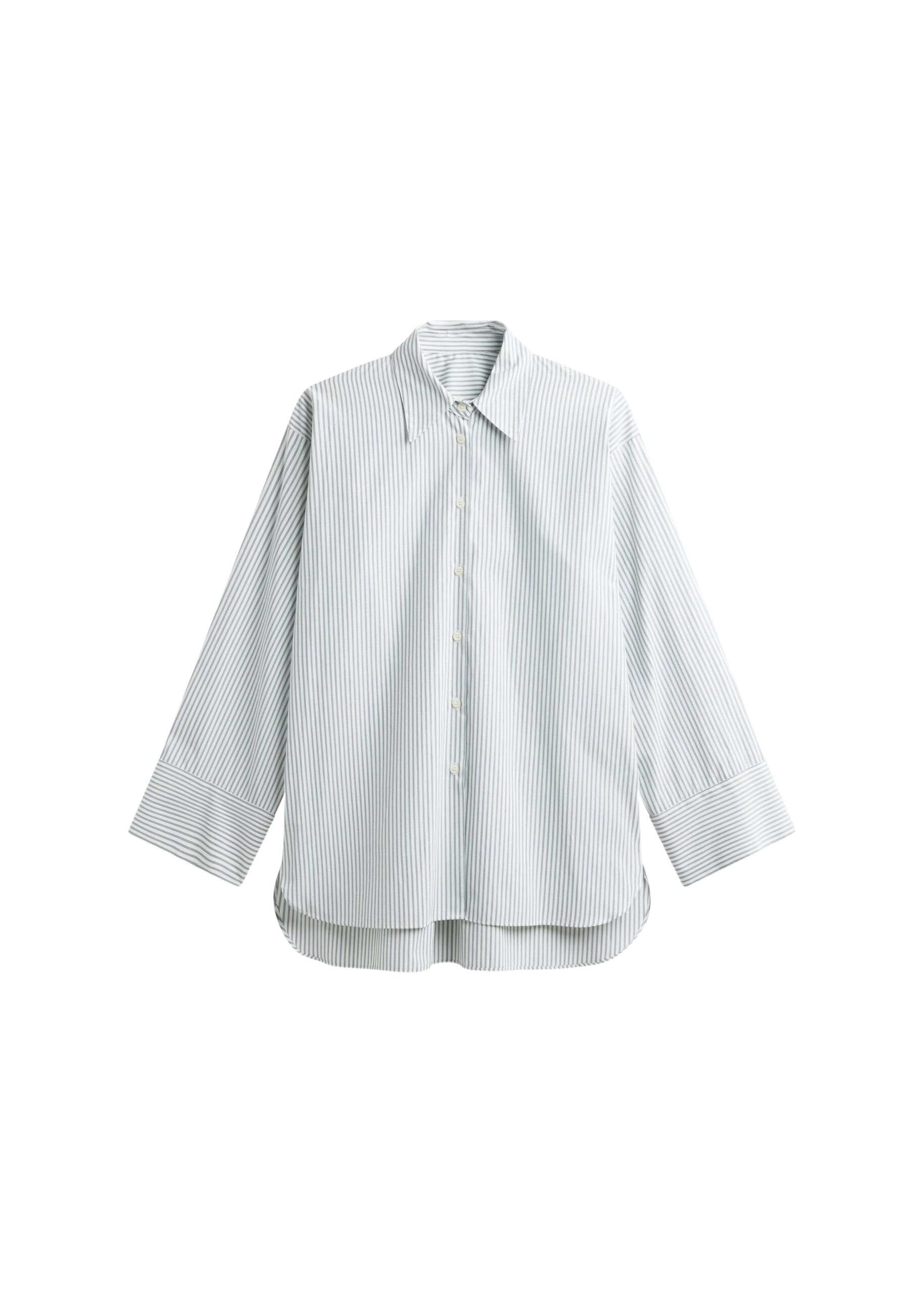 The Frankie Shop Menton Oversized Shirt - White/Blue Stripe - Oversized Minimalist Tops in Multicolour - Shop at Luxury Shoes 