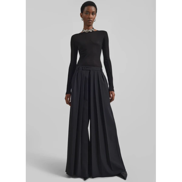 The Frankie Shop Mesa Sheer Long Sleeve Tee - Black - Oversized Minimalist Tops in Black - Shop at Luxury Shoes 