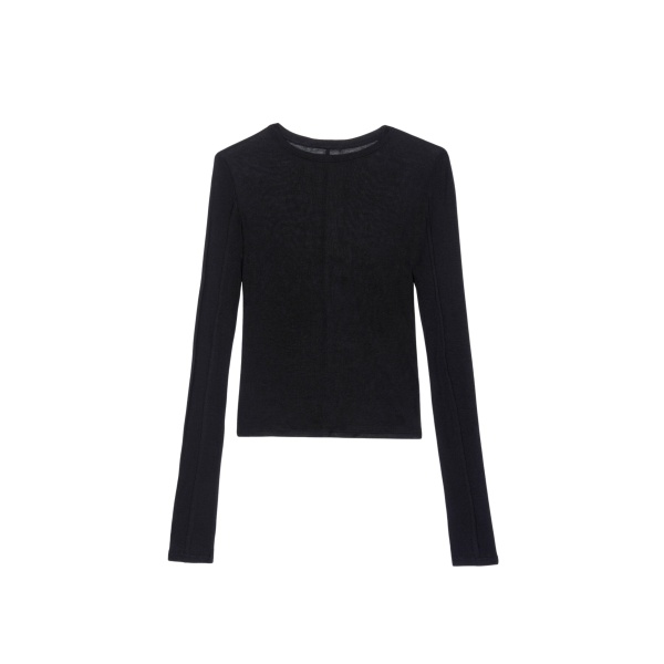 The Frankie Shop Mesa Sheer Long Sleeve Tee - Black - Oversized Minimalist Tops in Black - Shop at Luxury Shoes 
