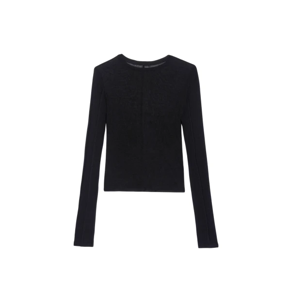 The Frankie Shop Mesa Sheer Long Sleeve Tee - Black - Oversized Minimalist Tops in Black - Shop at Luxury Shoes 