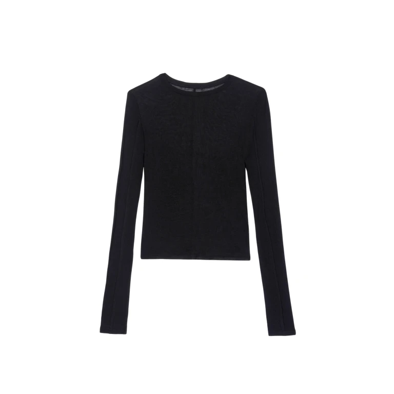 The Frankie Shop Mesa Sheer Long Sleeve Tee - Black - Oversized Minimalist Tops in Black - Shop at Luxury Shoes 