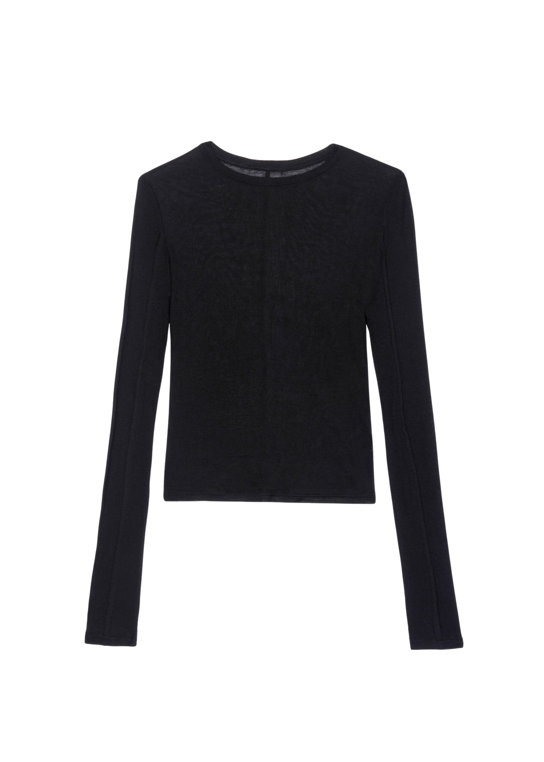 The Frankie Shop Mesa Sheer Long Sleeve Tee - Black - Oversized Minimalist Tops in Black - Shop at Luxury Shoes 