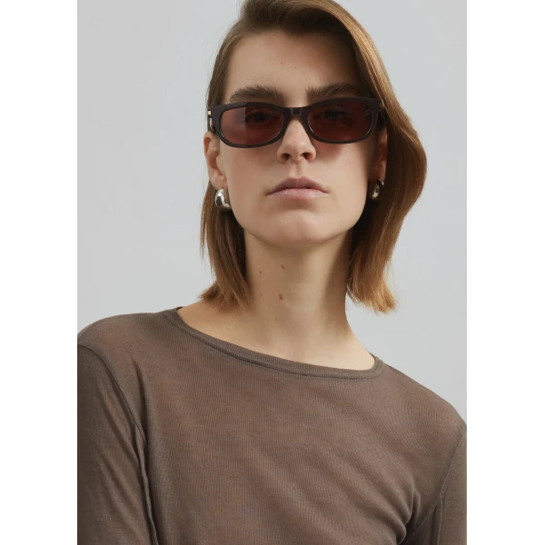 The Frankie Shop Mesa Sheer Long Sleeve Tee - Brown - Oversized Minimalist Tops in Beige - Shop at Luxury Shoes 