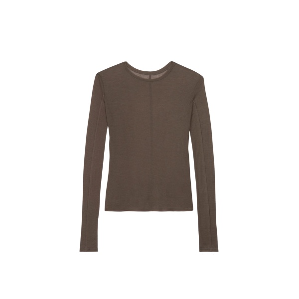 The Frankie Shop Mesa Sheer Long Sleeve Tee - Brown - Oversized Minimalist Tops in Beige - Shop at Luxury Shoes 