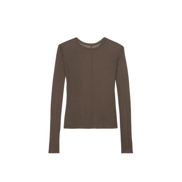 The Frankie Shop Mesa Sheer Long Sleeve Tee - Brown - Oversized Minimalist Tops in Beige - Shop at Luxury Shoes 