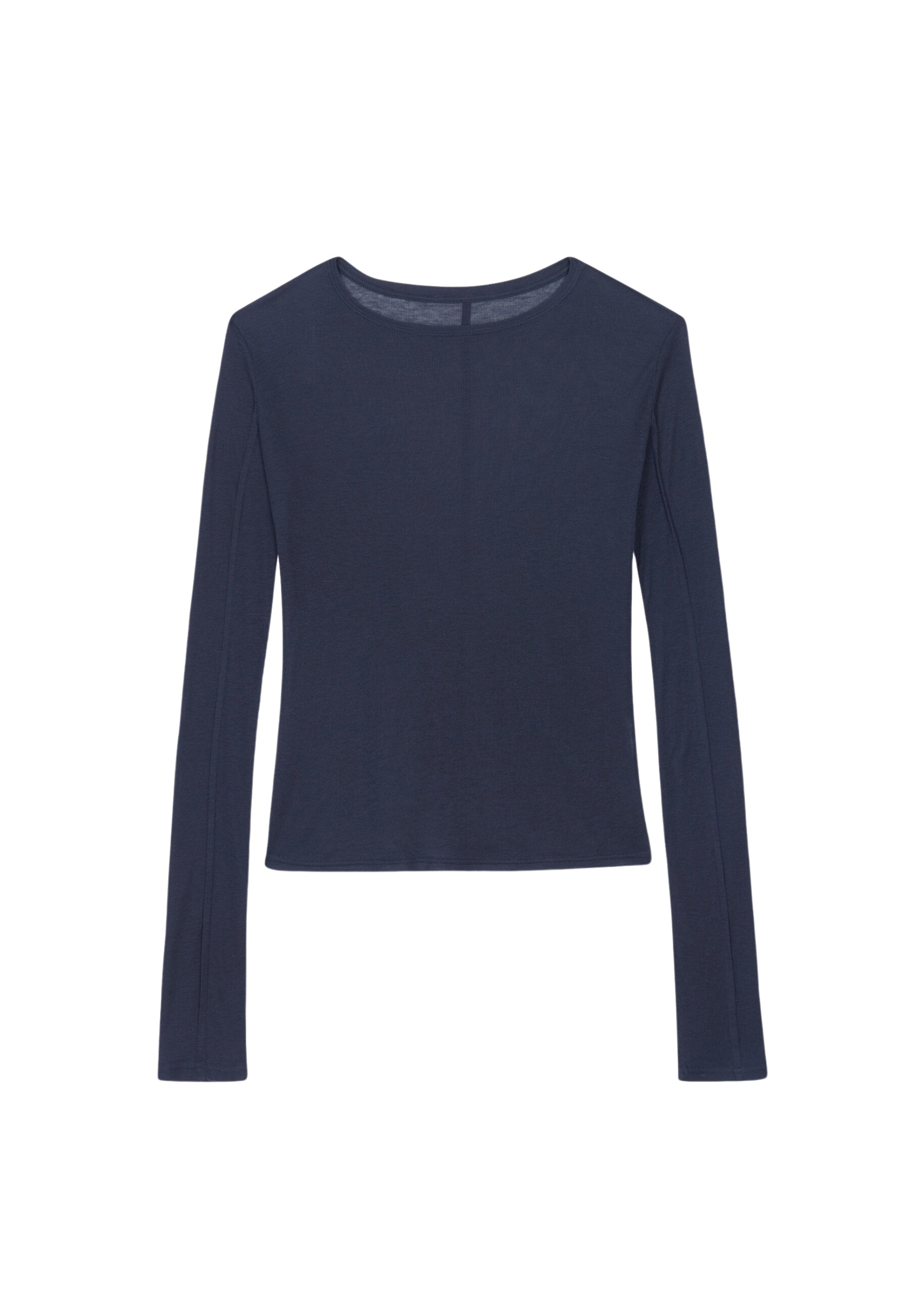 The Frankie Shop Mesa Sheer Long Sleeve Tee - Navy - Oversized Minimalist Tops in Blue - Shop at Luxury Shoes 