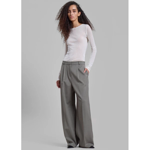 The Frankie Shop Mesa Sheer Long Sleeve Tee - White - Oversized Minimalist Tops in White - Shop at Luxury Shoes 