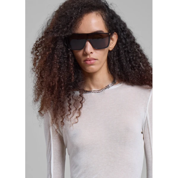 The Frankie Shop Mesa Sheer Long Sleeve Tee - White - Oversized Minimalist Tops in White - Shop at Luxury Shoes 