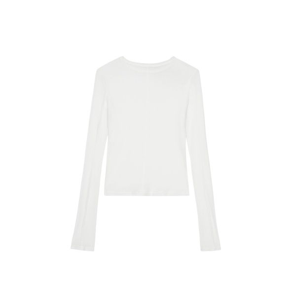 The Frankie Shop Mesa Sheer Long Sleeve Tee - White - Oversized Minimalist Tops in White - Shop at Luxury Shoes 